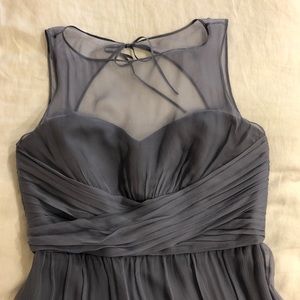 Amsale chiffon and silk gray formal dress